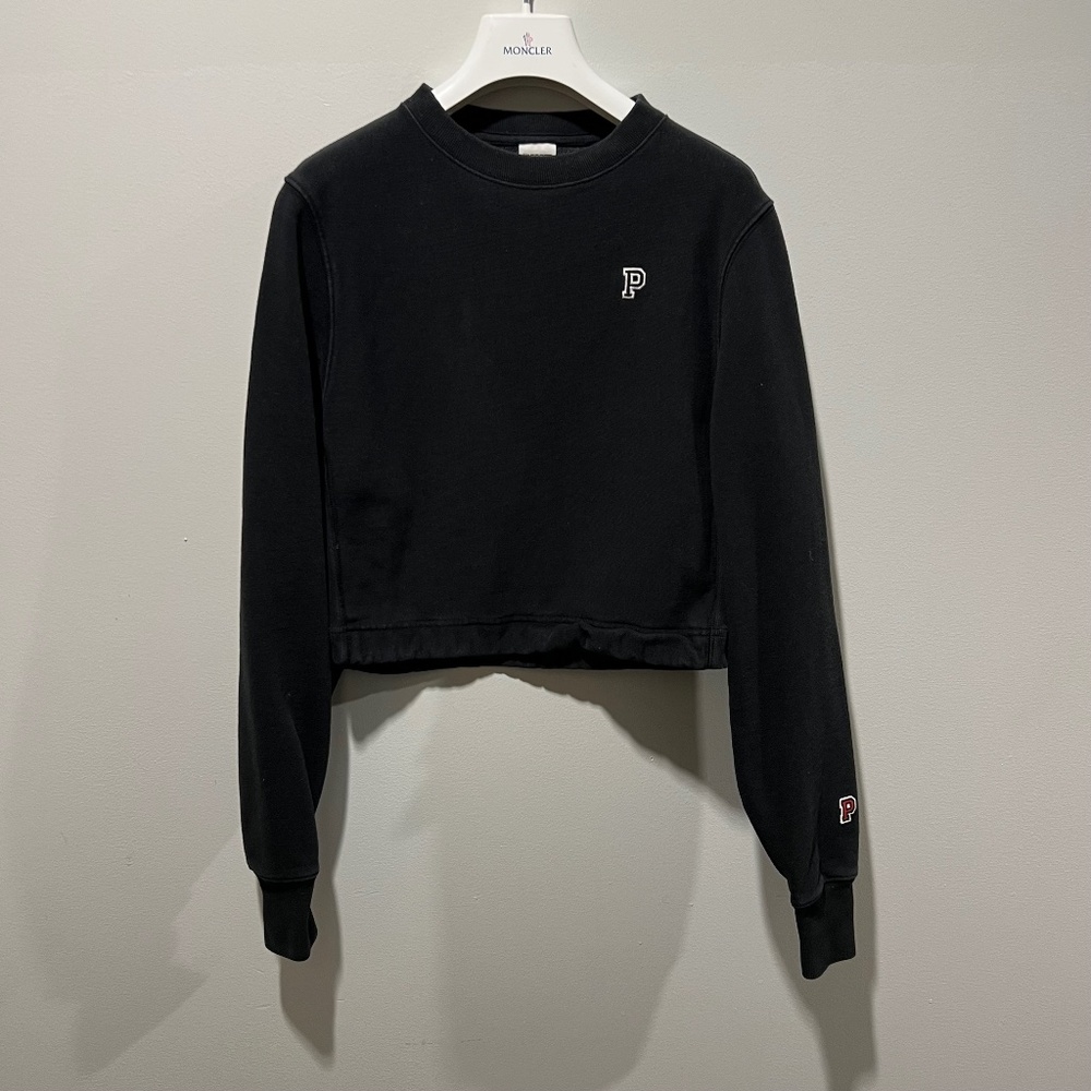 PINK Victoria’s Secret Black Cropped Crewneck Sweatshirt XS